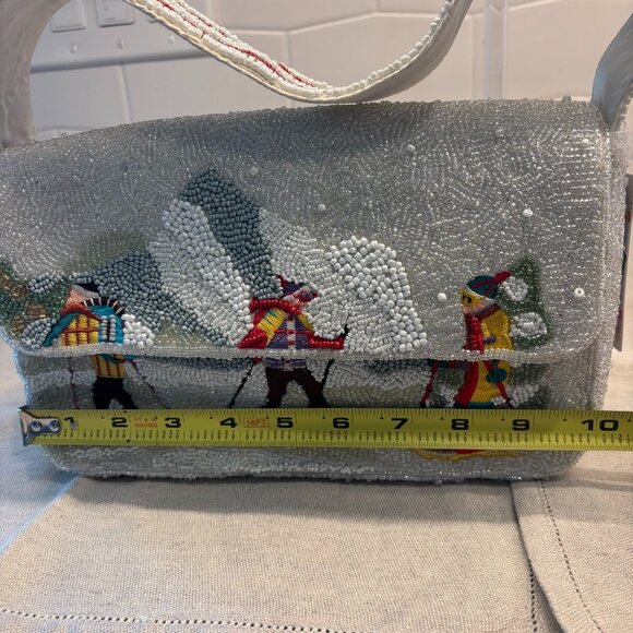 Viral Snow Skiing Beaded Bag - Winter White & Multicolor - Made in India - ⛷️❄️ - Picture 9 of 11